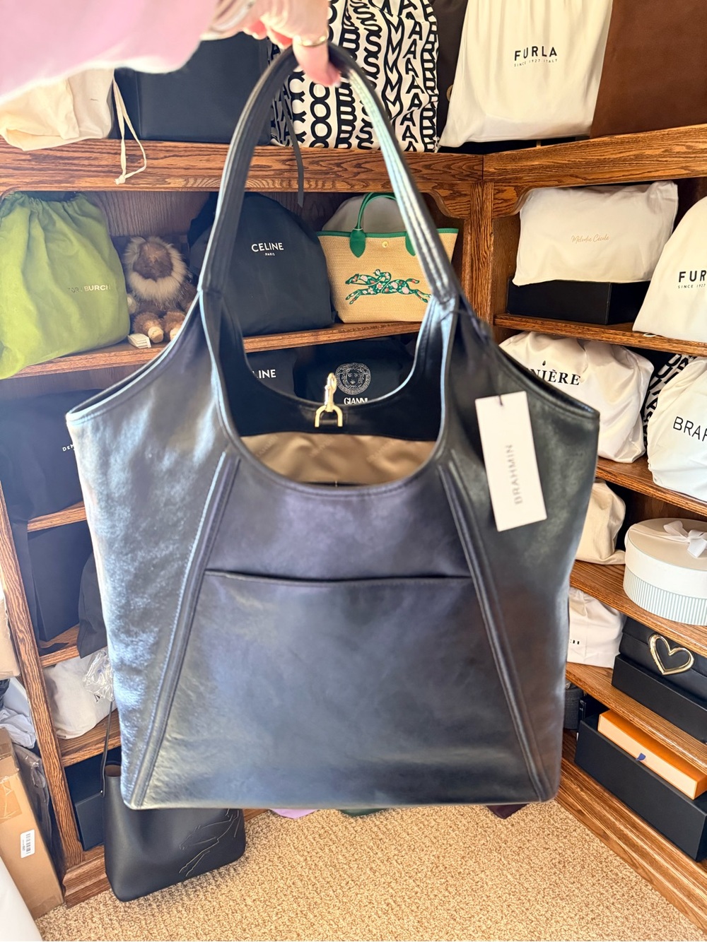 🔥Gorgeous‼️NWT - Authentic Brahmin Iona Black Leather Tote Bag✨✨✨ - Picture 9 of 16